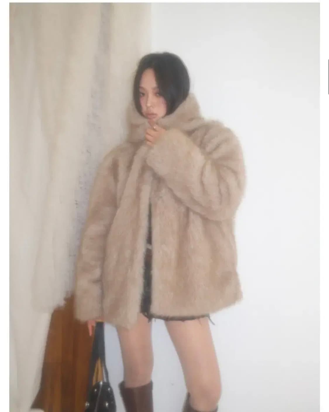 애즈온 후드 모피 자켓 퍼자켓 상품이미지3