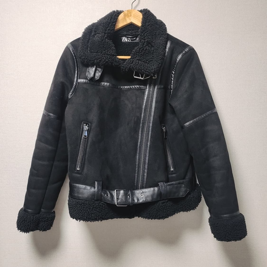 [M] 자라 여성 무스탕 라이더 자켓 상품이미지1
