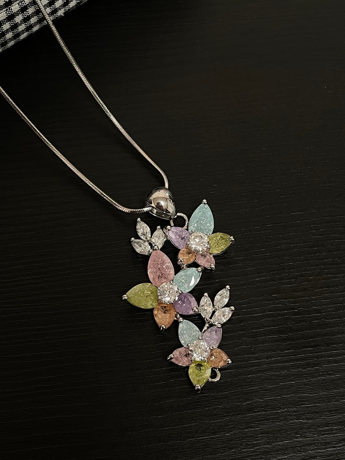 빈티지 페어리 플라워 큐빅 목걸이 상품이미지2