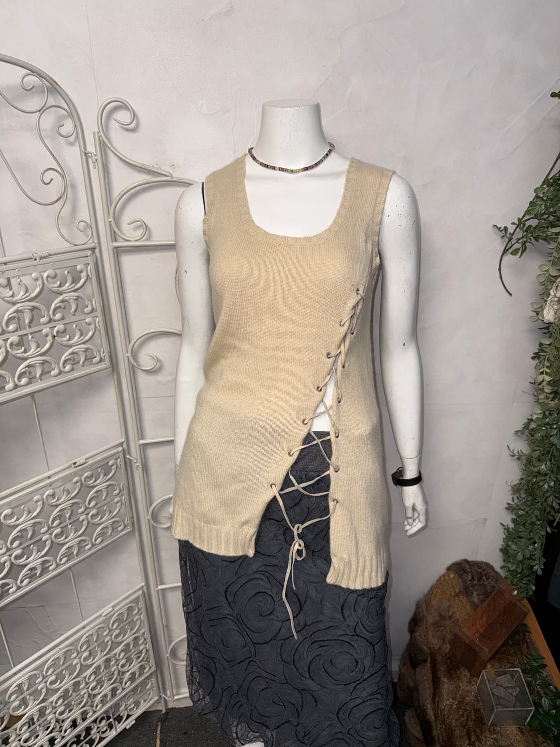 Koji Tachiyama cashmere laceup vest 상품이미지2