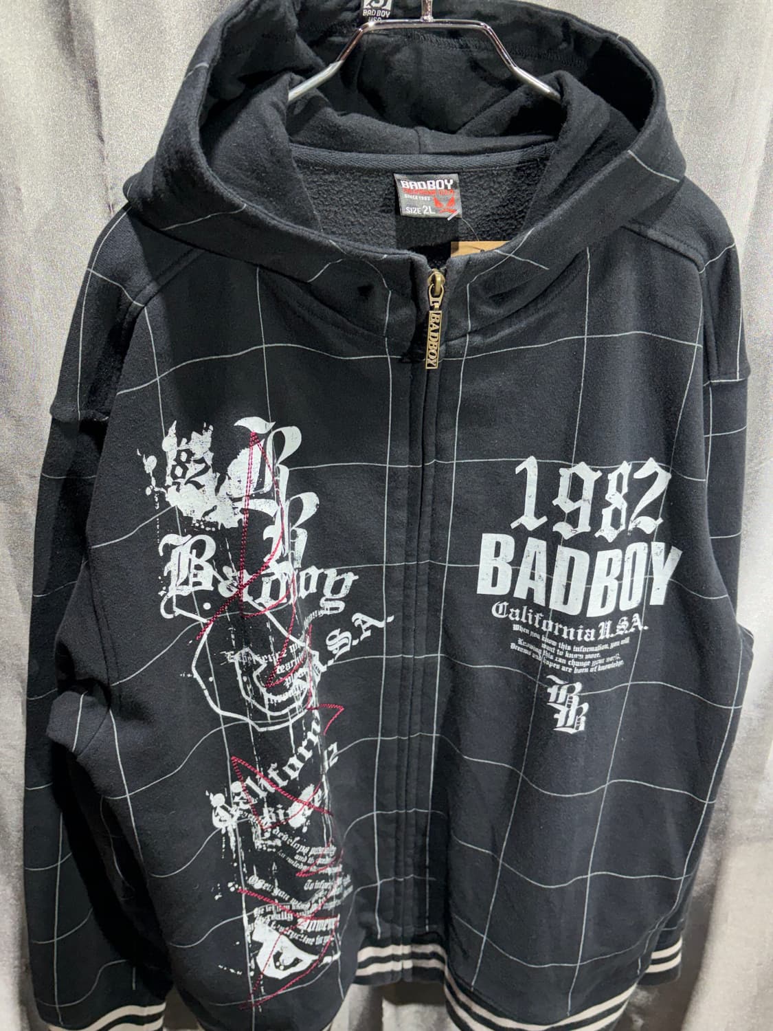 XL 베드보이 1982 펑크 프린팅 체크 후드집업 상품이미지4