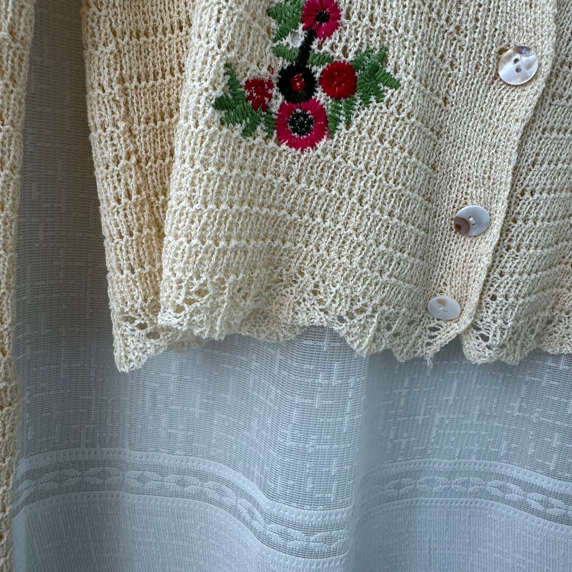 꽃자수 니트 가디건 S 모리걸 빈티지스타일 상품이미지3