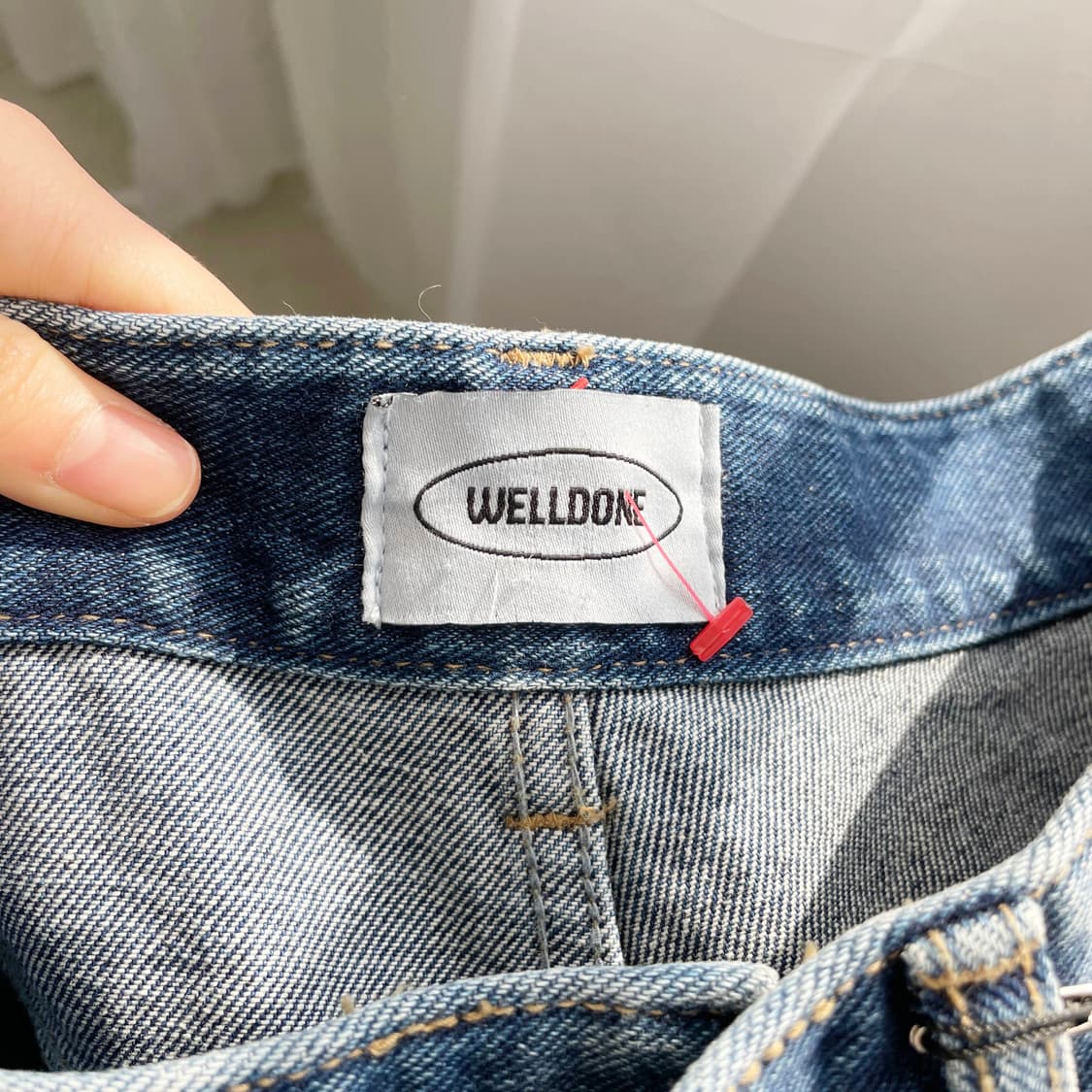 D1 WELLDONE 새상품 워싱 와이드 데님 팬츠 M사이즈 상품이미지4