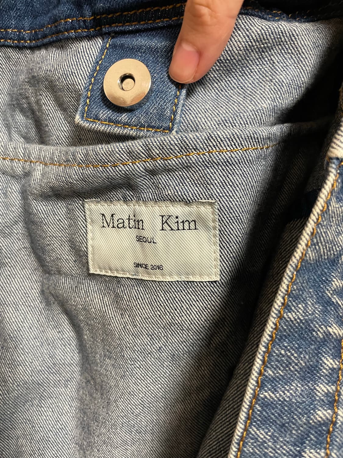 마뗑킴 로고 워시드 데님 토트백 블루 데님백 상품이미지3