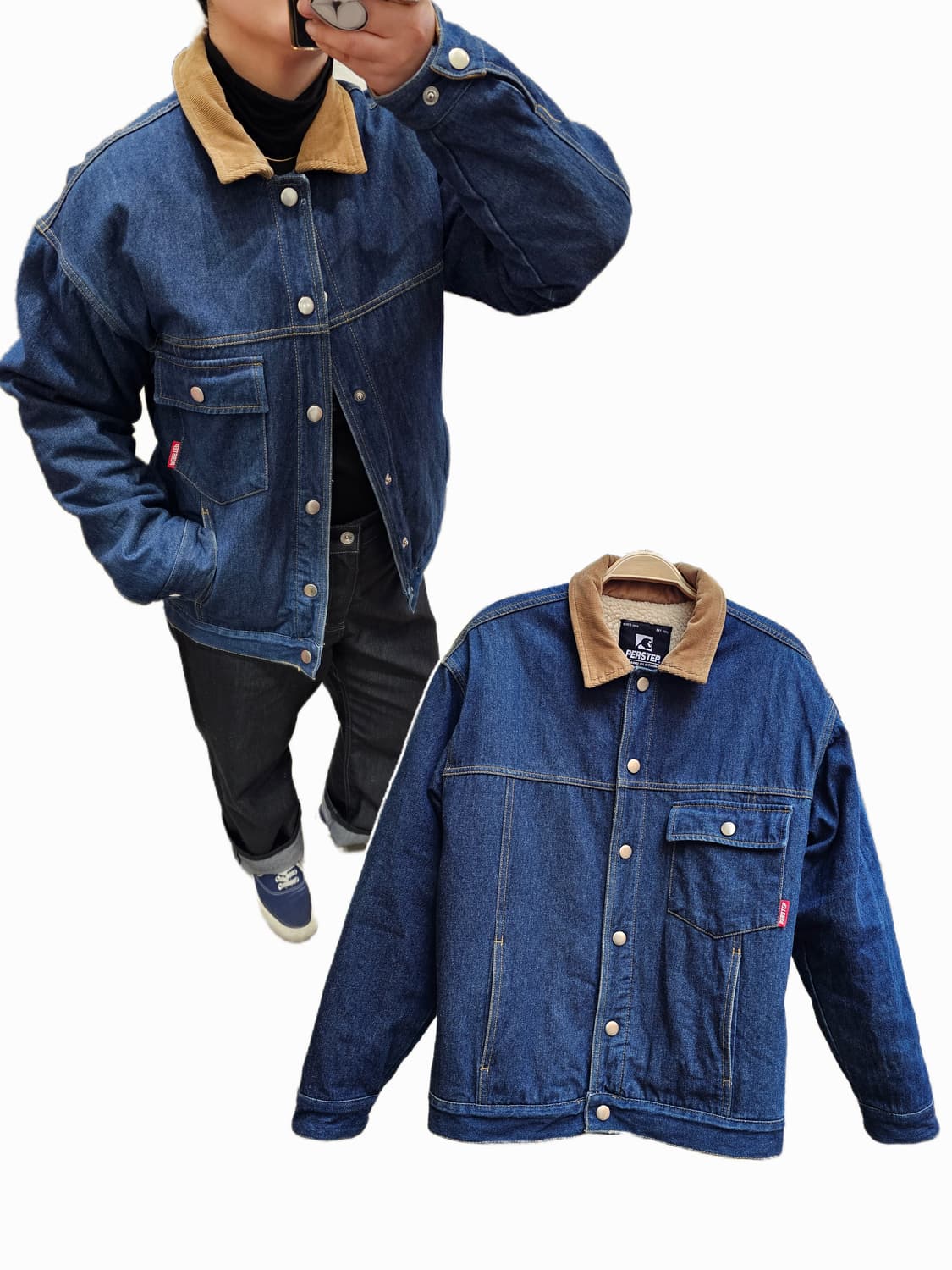 Perstep 진청 코듀로이 배색 워크자켓 상품이미지1