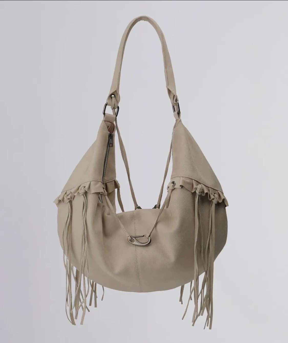 스컬프터 스트링 프린지 호보백 베이지 상품이미지1