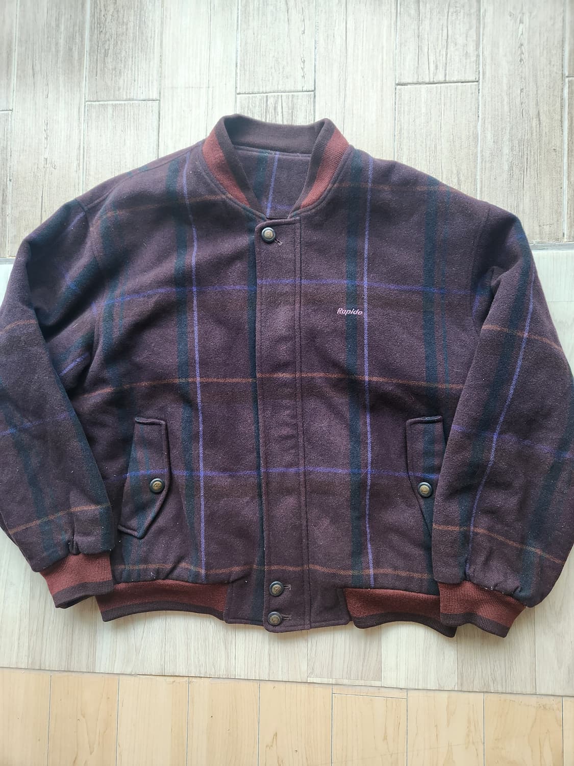 90s 라피도 빈티지 오버핏 체크 봄버자켓 M~L정도 상품이미지1