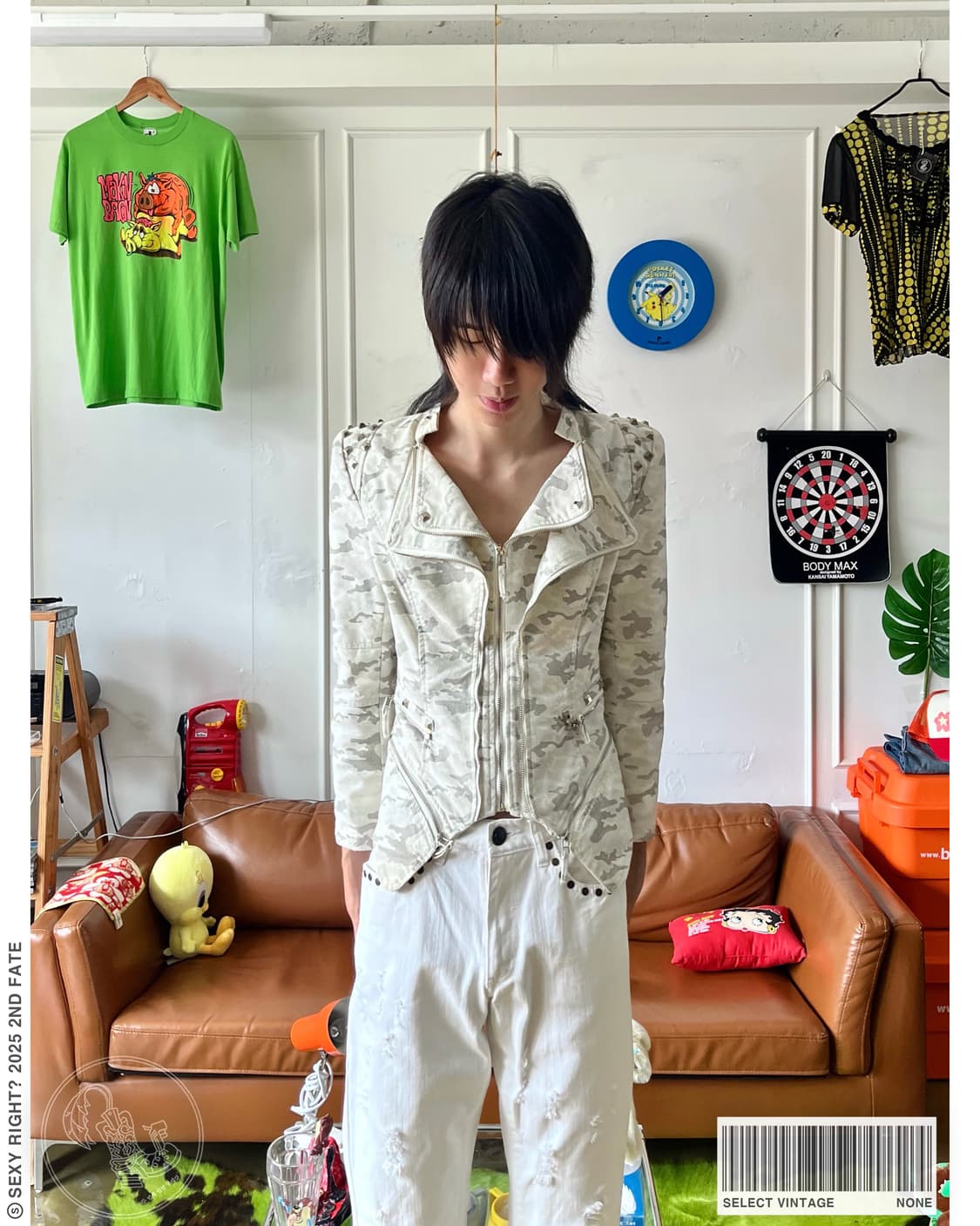 Vintage White Camo Stud Trim Jacket 상품이미지1
