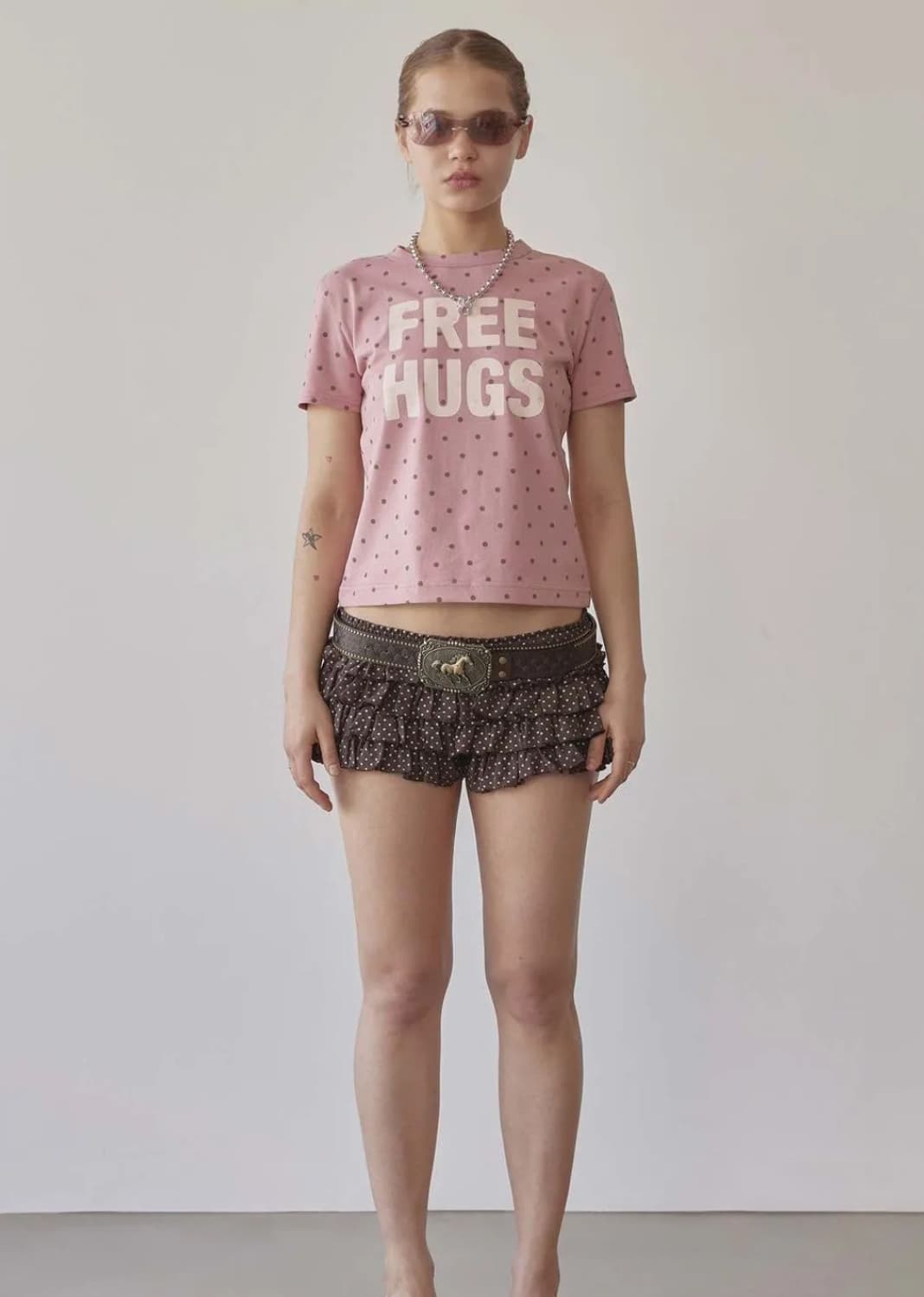 (1회 착용)스컬프터 dot Volumer Short Brown 치마 상품이미지1