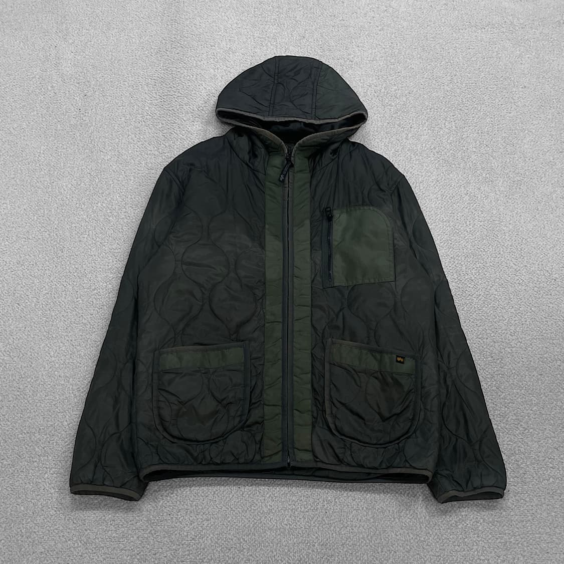 알파인더스트리 퀄팅 후드 자켓 카키 상품이미지1