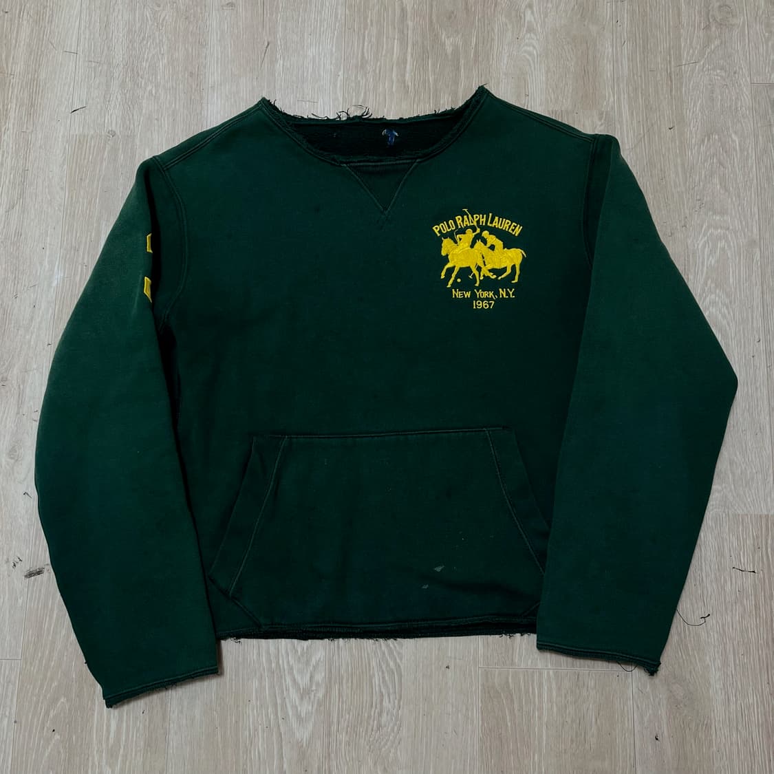 폴로 랄프로렌 크롭 데미지 커팅 럭비 롱슬리브 긴팔티 [그린] L/100 상품이미지1