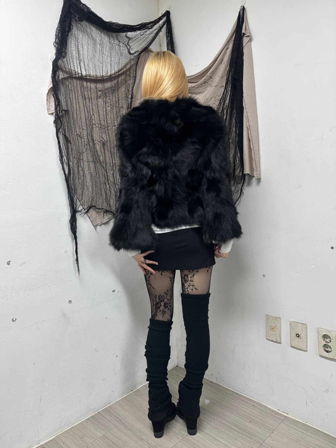FOX Fur Black Wide Cuff Jacket 상품이미지3