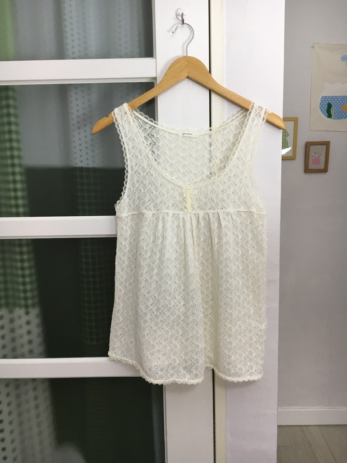 아이보리 레이스 니트 슬리브리스 상품이미지2