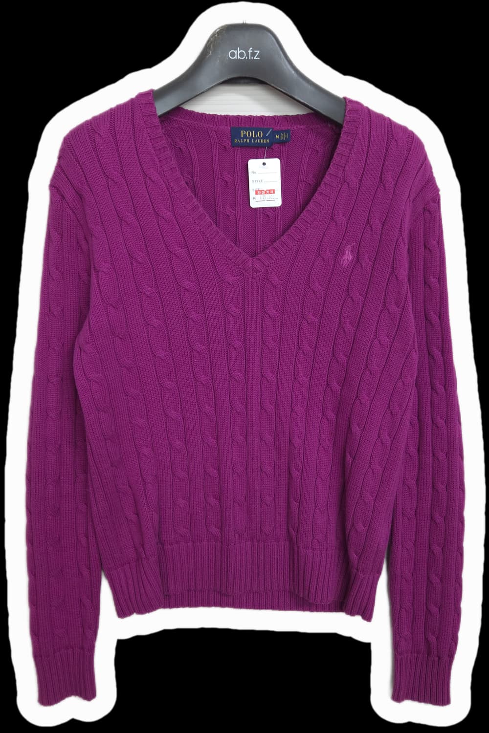 여 M 폴로랄프로렌 꽈배기 긴팔 브이넥 니트  상품이미지1