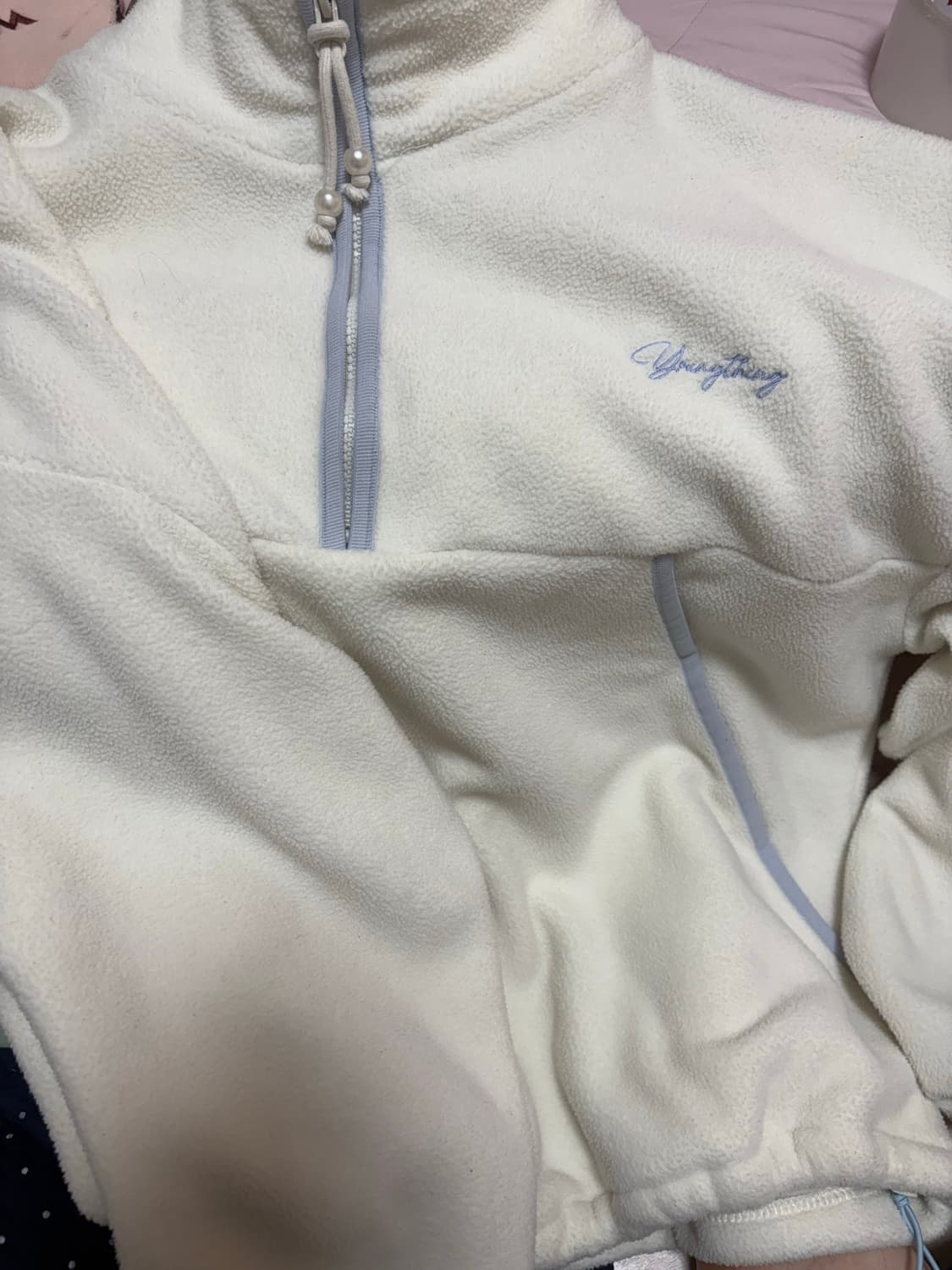 프리티영띵 콘치 후리스 반집업 아이보리 상품이미지3