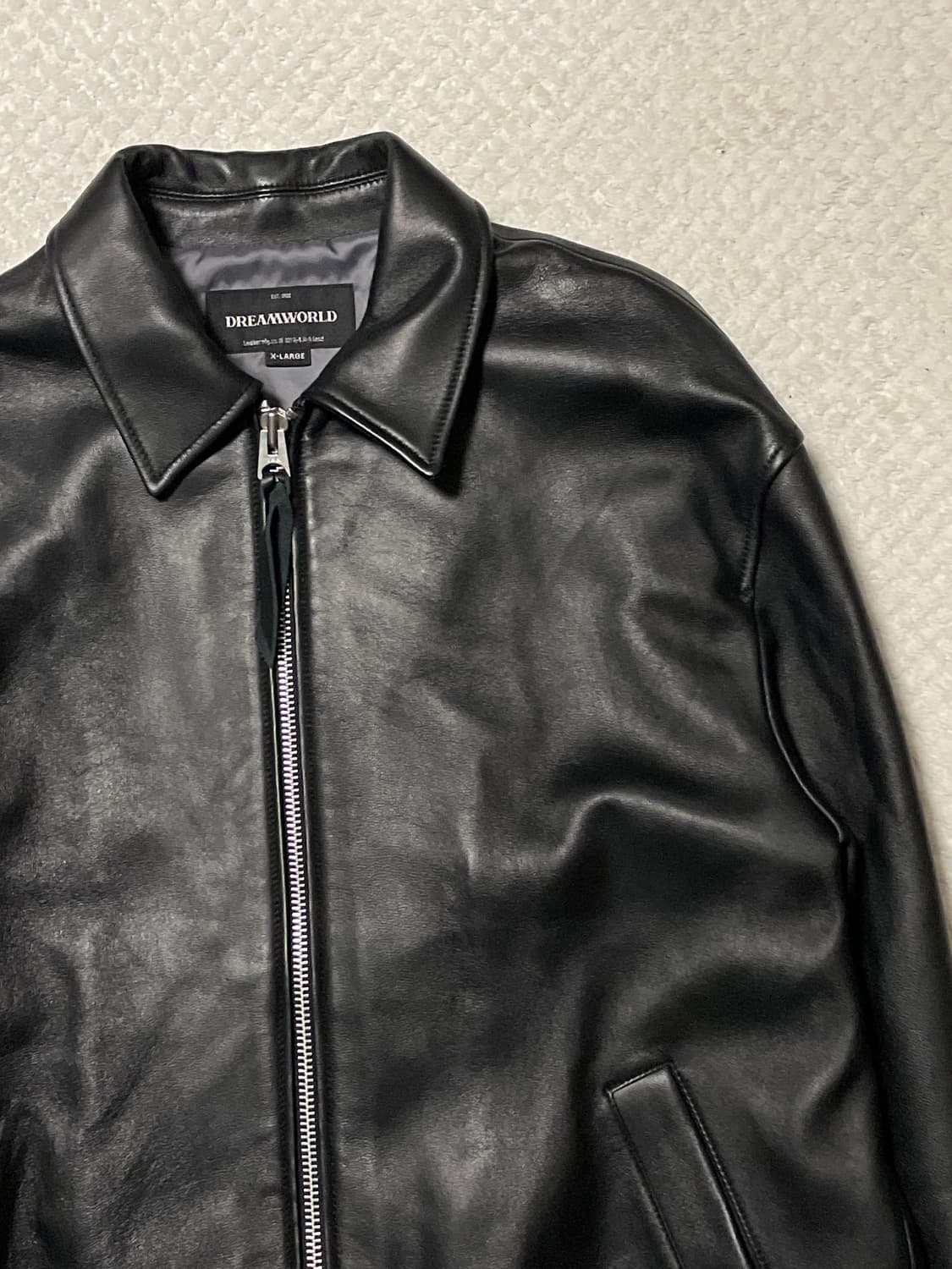 DREAMWORLD 드림월드 램스킨 양가죽 블루종 레더 자켓 상품이미지3