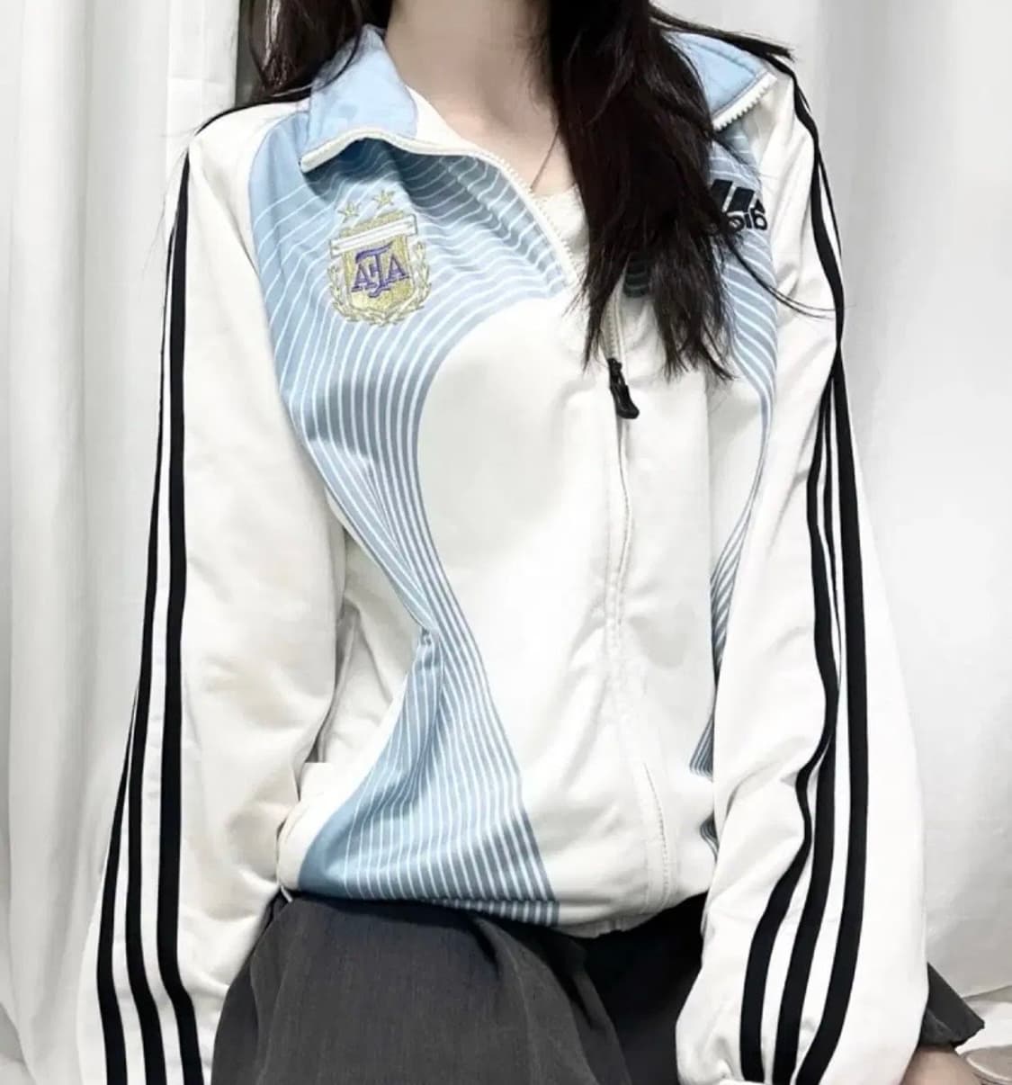 아르헨티나 져지 화이트 스카이블루 아디다스 집업 빈티지 상품이미지1