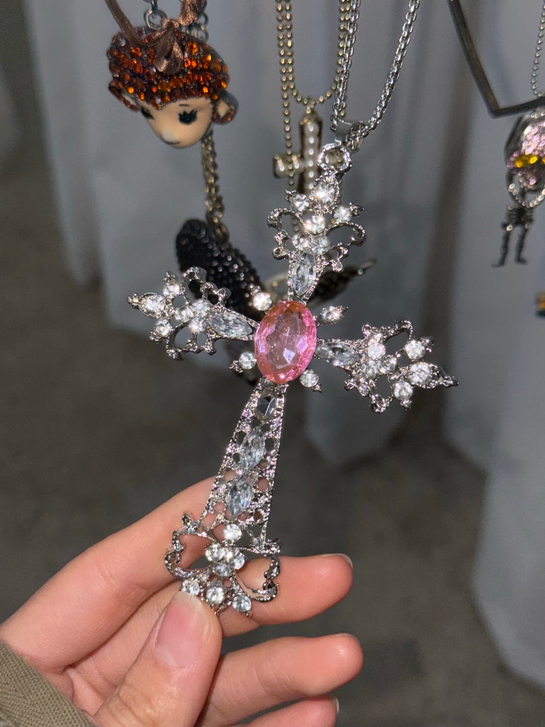 키치 큐빅 십자가 네크리스 상품이미지5