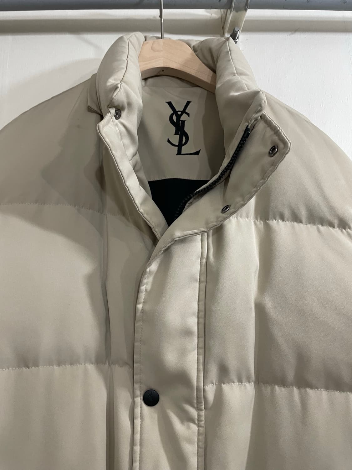 90s 입생로랑 YSL 구스다운 푸퍼 패딩 점퍼 베이지 상품이미지3