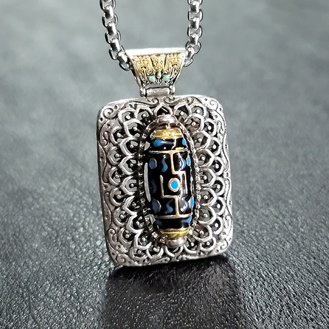 Vajel 백동 펜던트 엔틱 실린더 기도륜 불교 남자 목걸이 상품이미지8