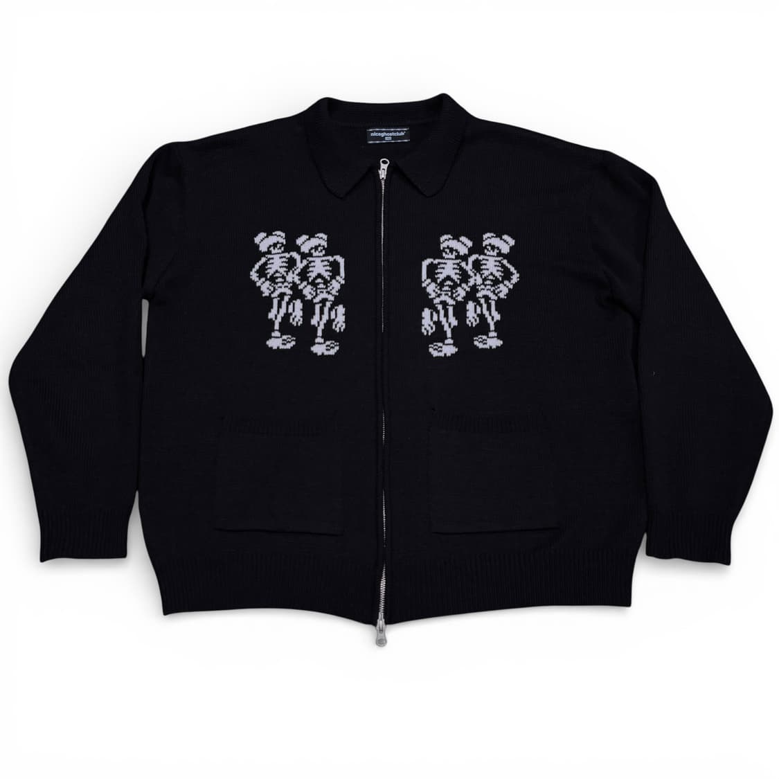 L 나이스고스트클럽 나고클 블랙 해골 니트집업 상품이미지1