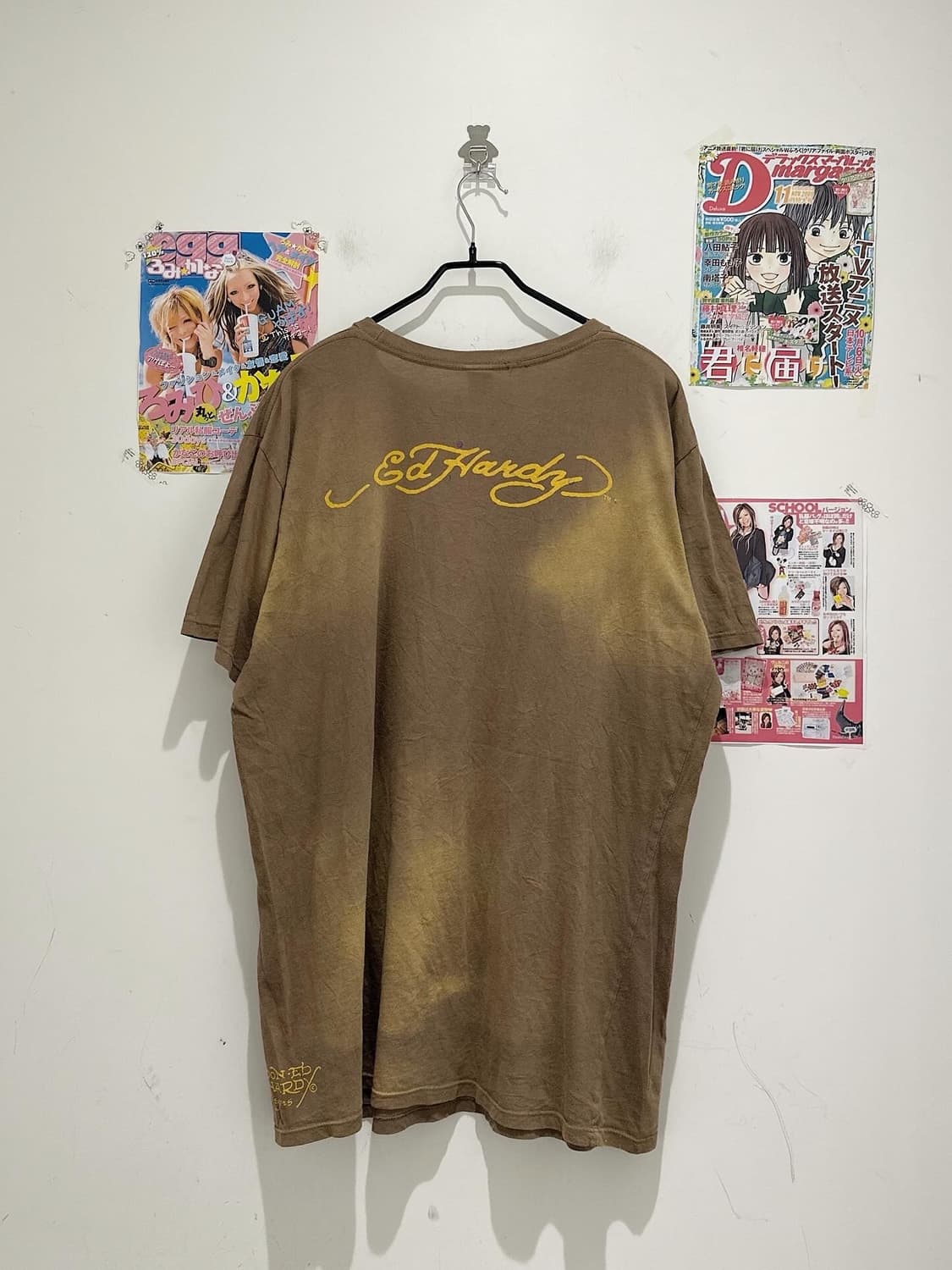Ed Hardy Print Brown sleeved T-shirt 상품이미지2