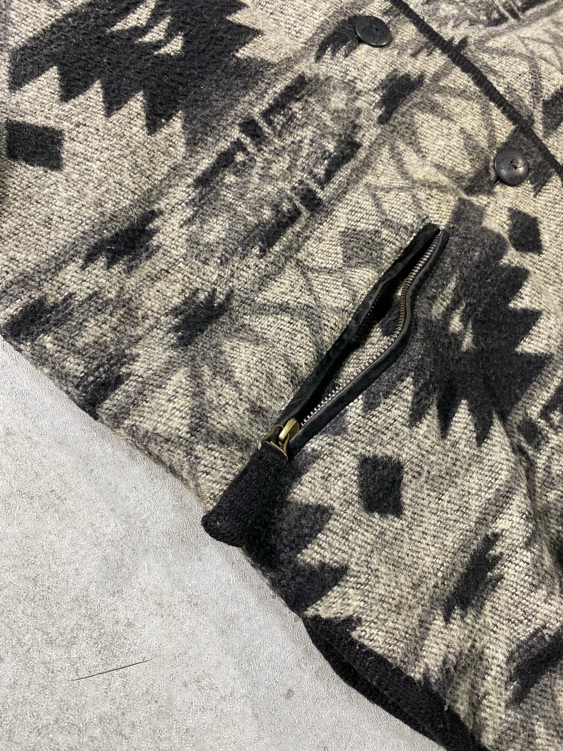 [L-XL] Vintage 빈티지 에스닉 나바호 패턴 울 후드 베스트 상품이미지4