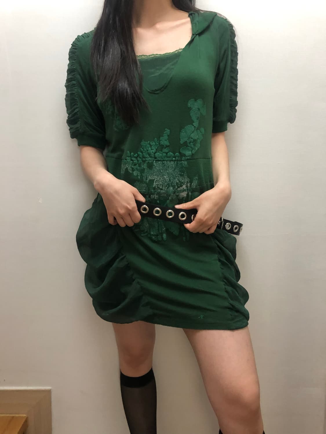 빈티지 그린 오리엔탈 후디 원피스 상품이미지7