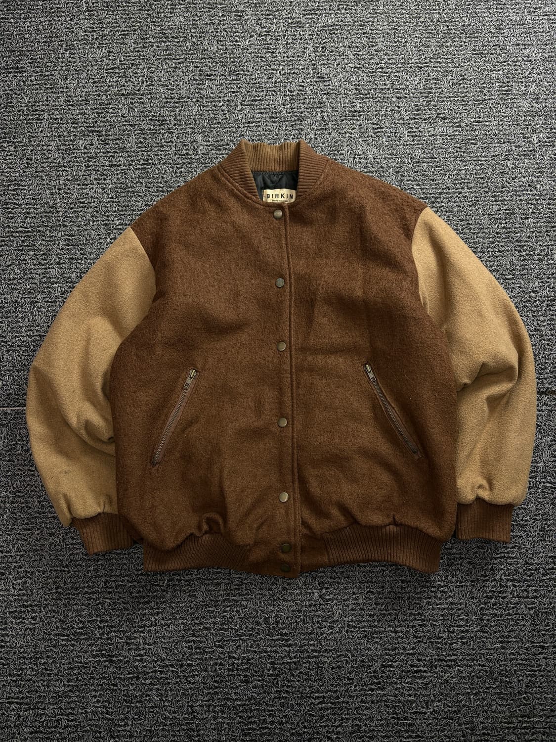 Birkin 빈티지 모직 바시티 자켓 브라운 1629 상품이미지2