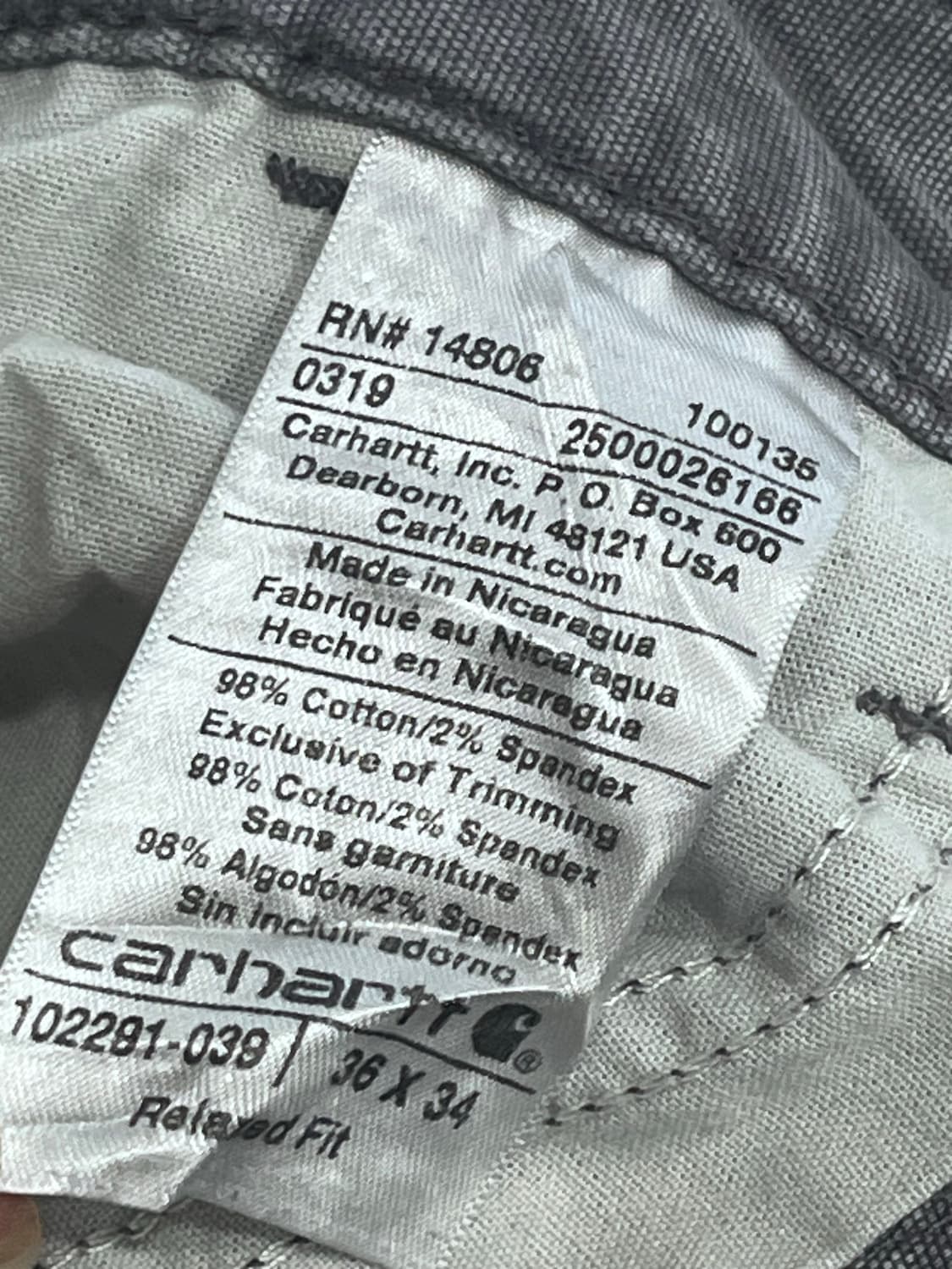 칼하트 그레이 카펜더 워크팬츠 36인치 상품이미지7