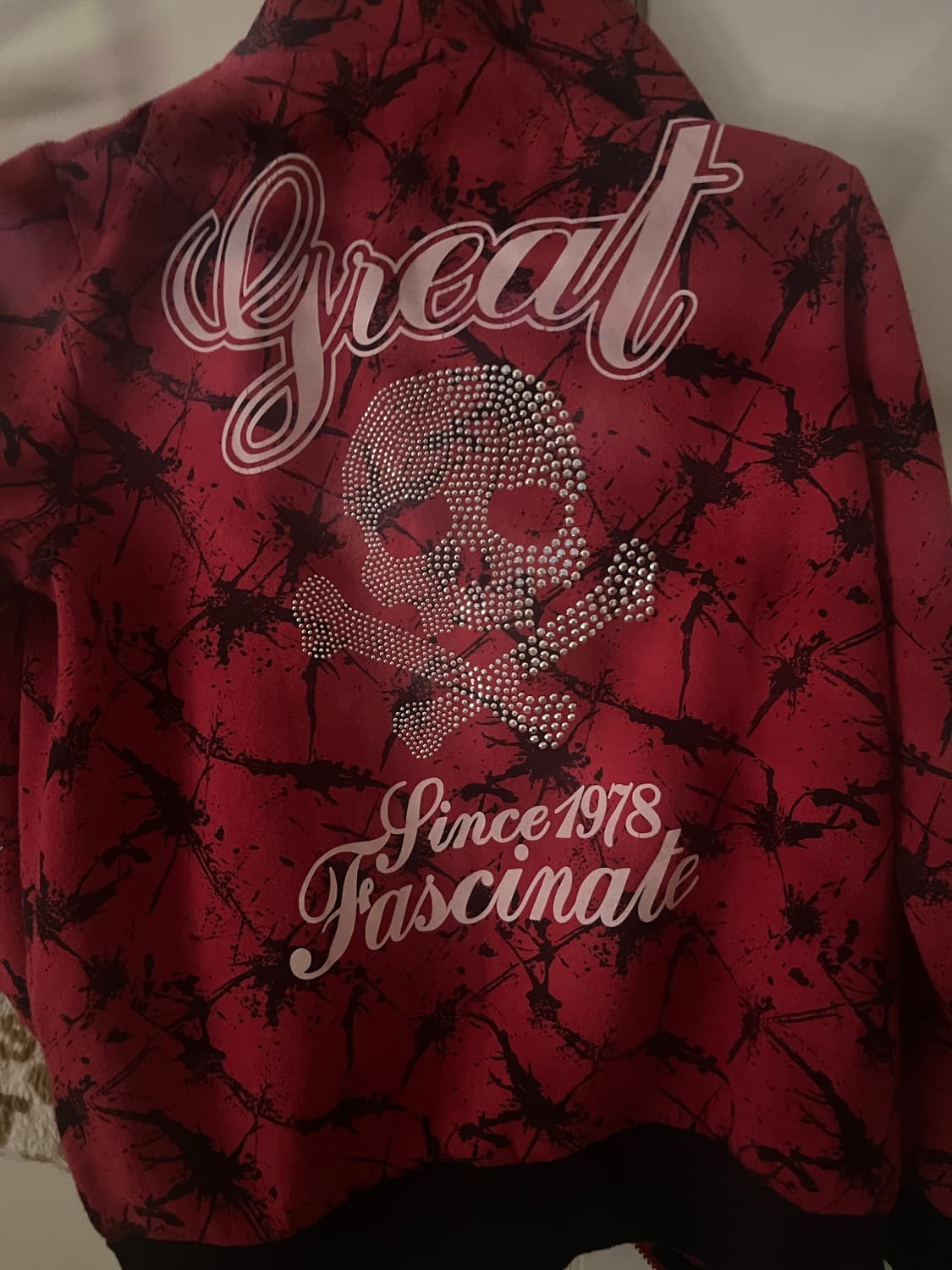 일본 빈티지 펑크 후드집업 큐빅 해골 상품이미지1