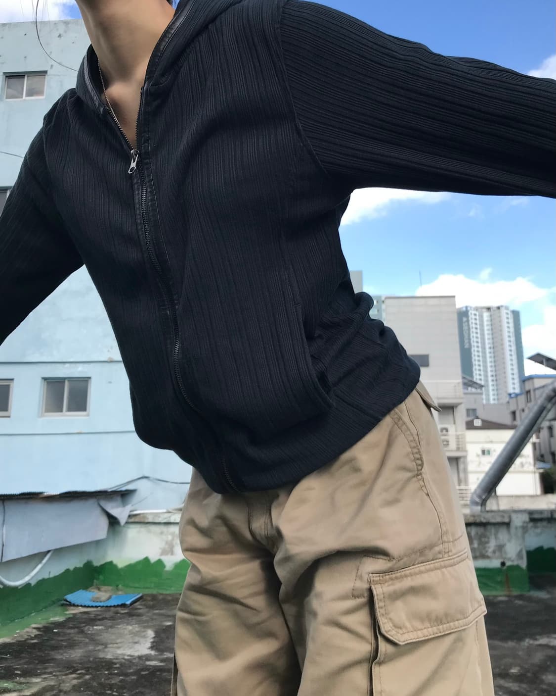 가죽 지퍼 라인 후드집업 상품이미지5