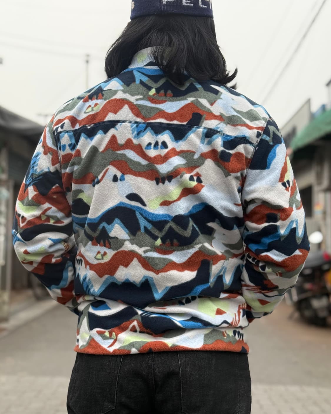 90-00‘s 에디바우어 마운틴 프린트 플리스 스냅-T 풀오버 L 상품이미지9