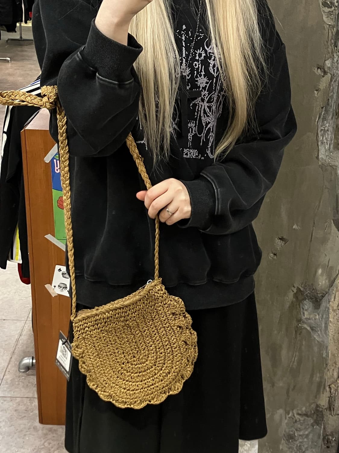 빈티지 뜨개 숄더백 브라운 #csz2129 상품이미지3