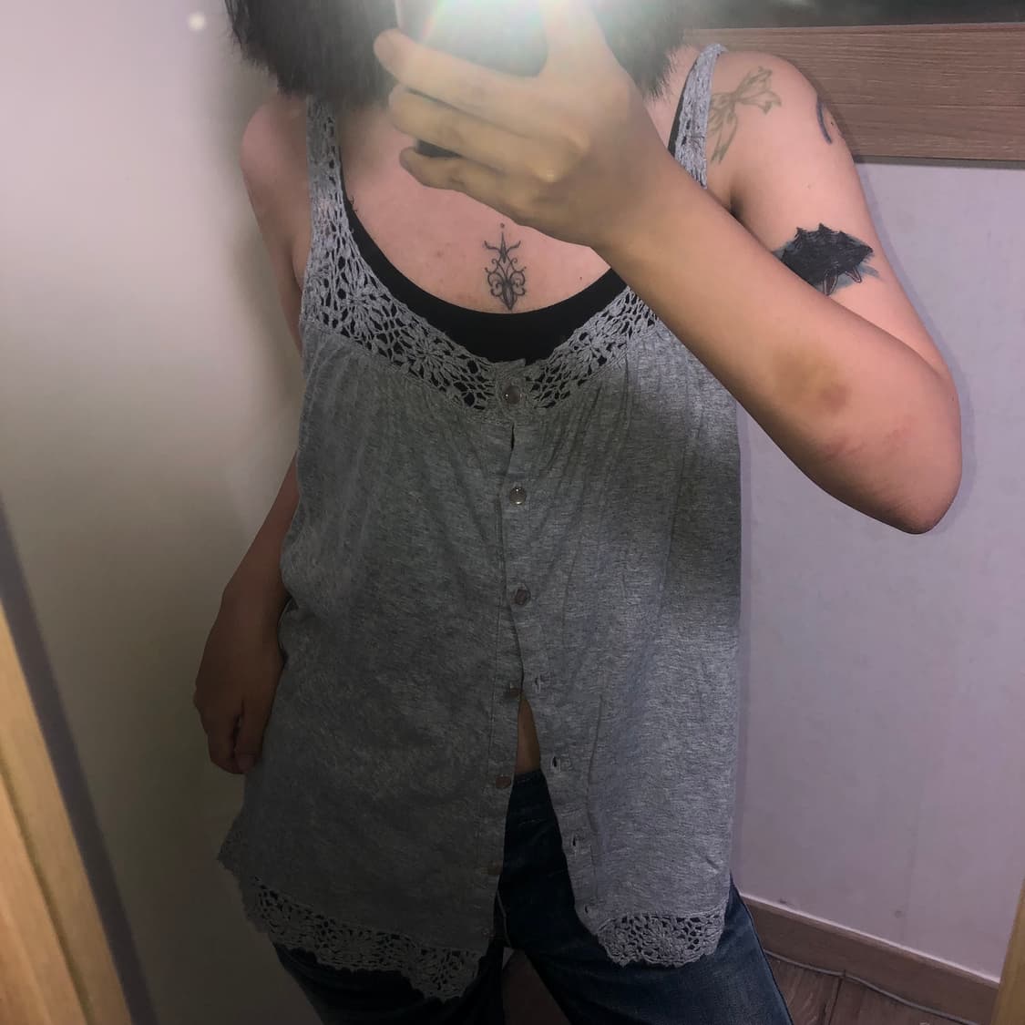 빈티지 y2k 바선생 크로셰 레이어드 슬리브리스 나시 상품이미지4