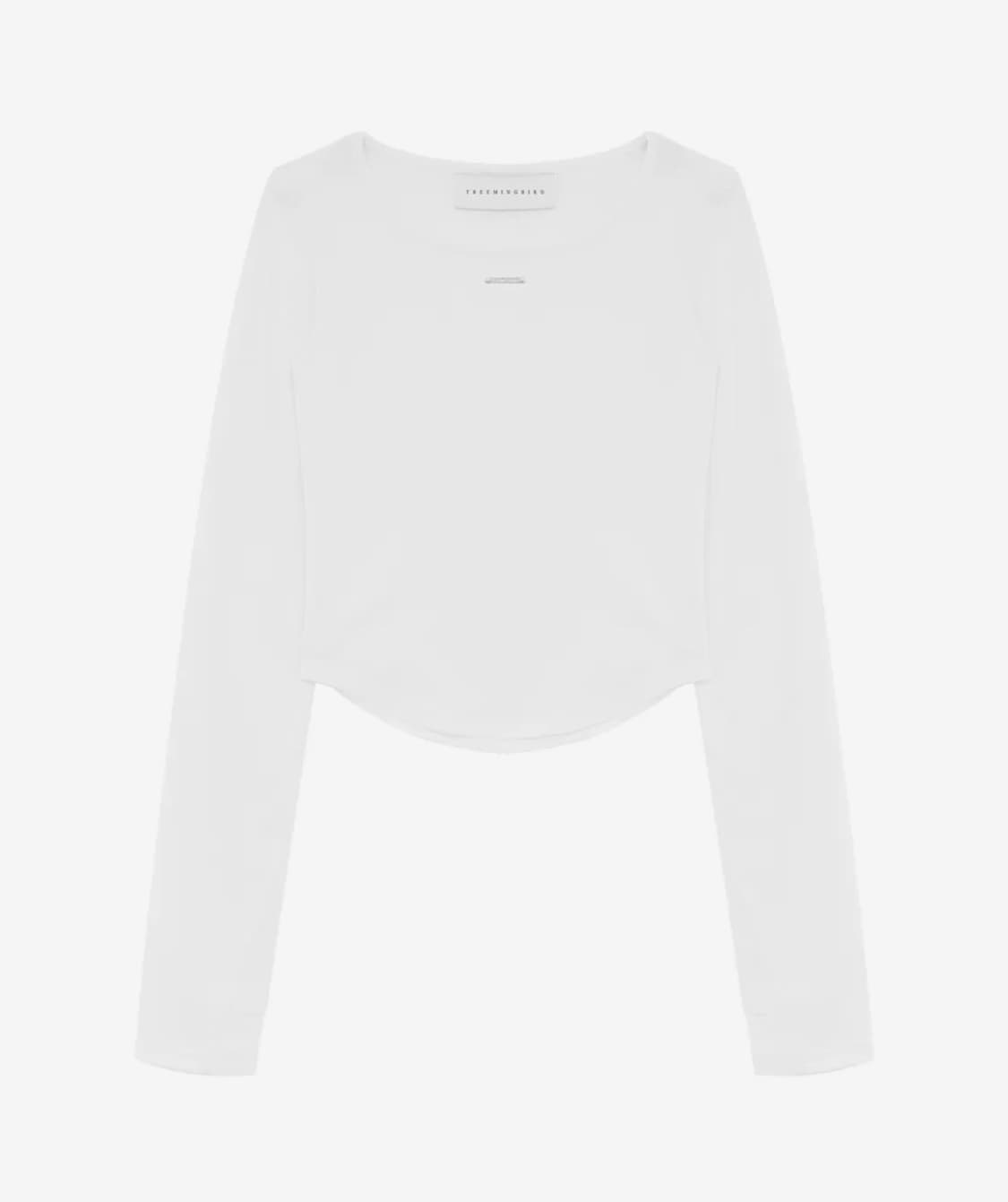 Boat Neck Finger Hole Long Sleeve White 상품이미지3