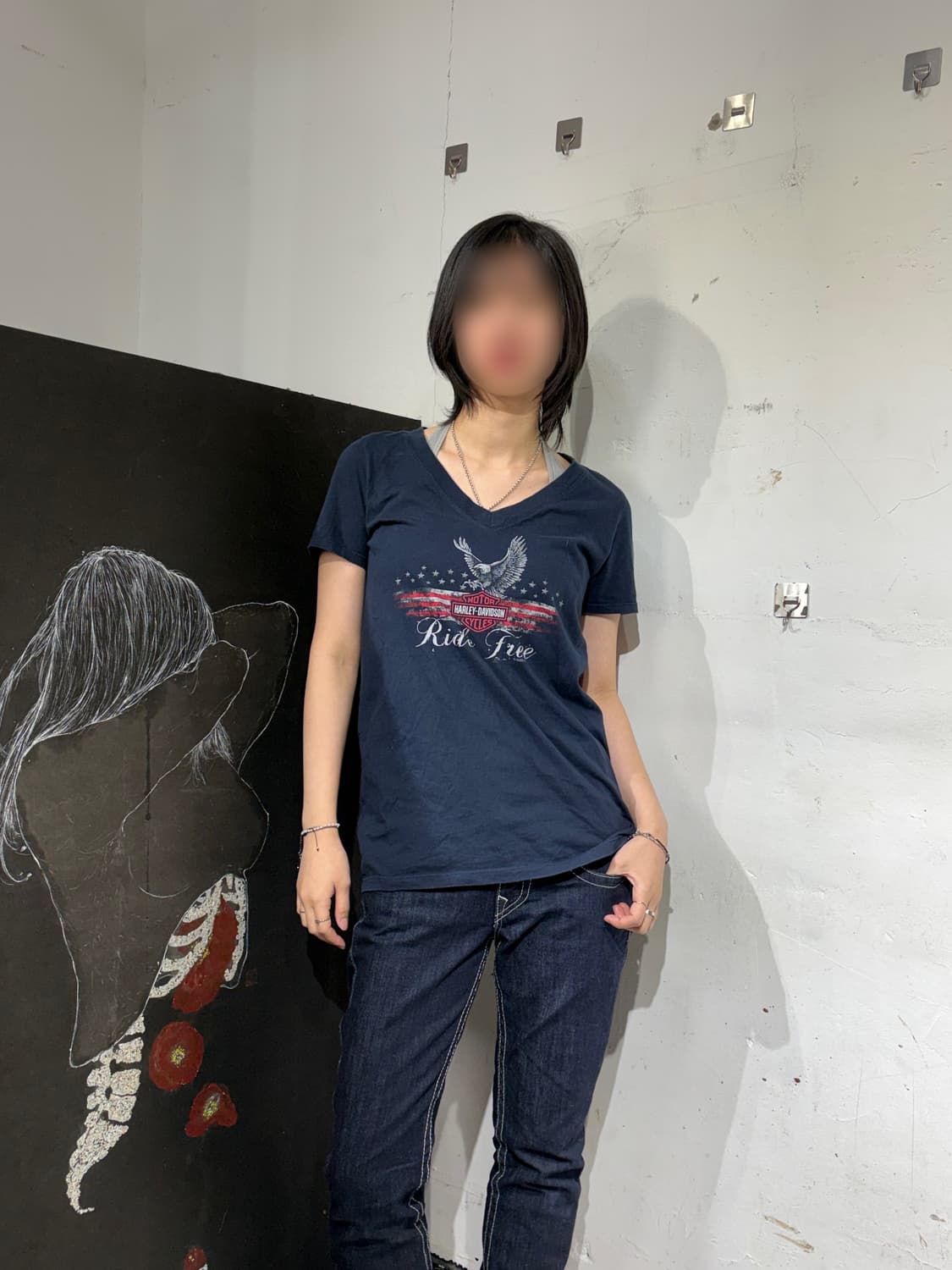 할리데이비슨 y2k 빅로고 성조기 독수리 프린팅 반팔 티셔츠 M 상품이미지2