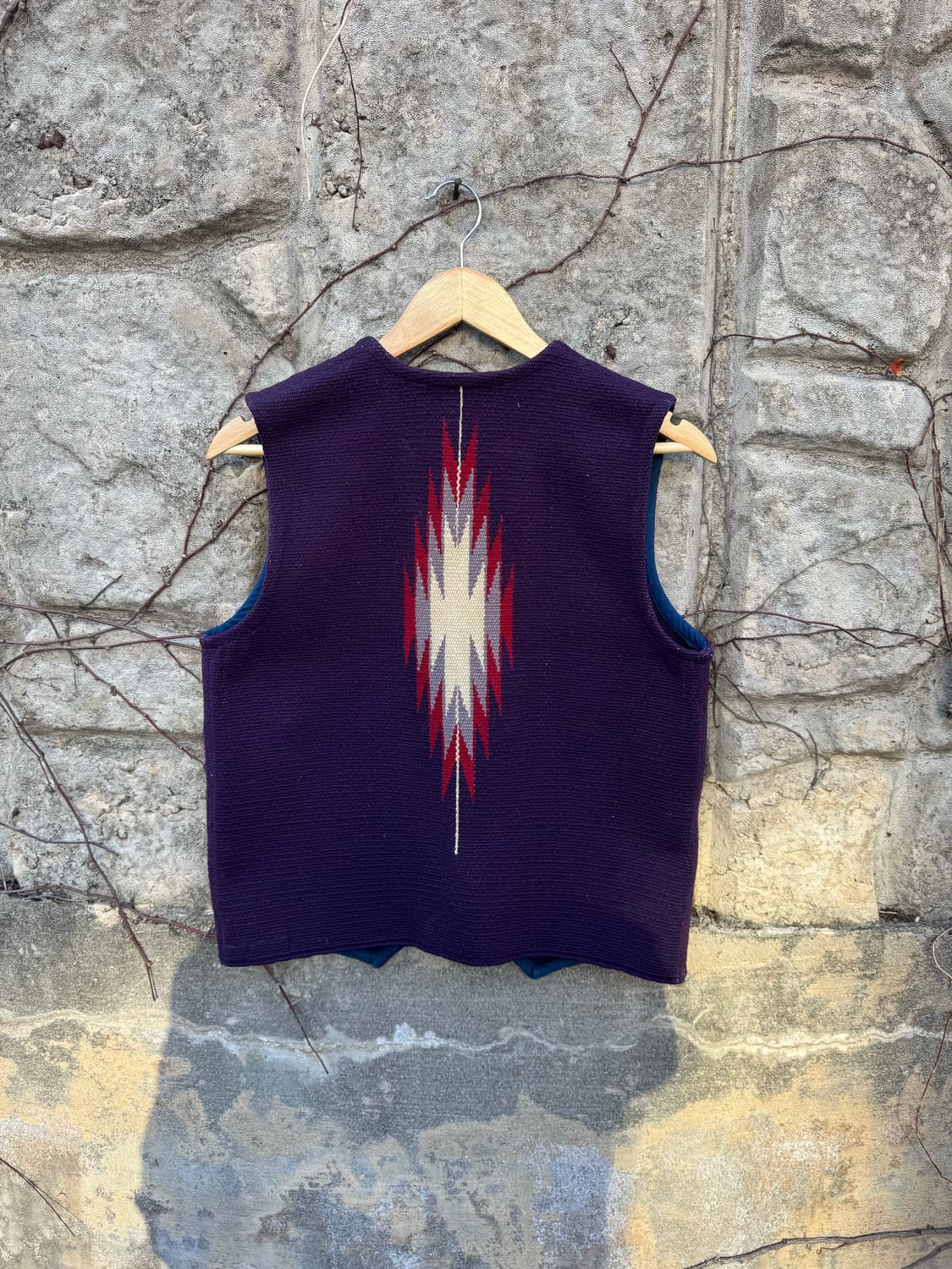 70~80s 빈티지 개인 위버 핸드 우븐 울 오르테가 치마요 베스트 조끼 상품이미지2