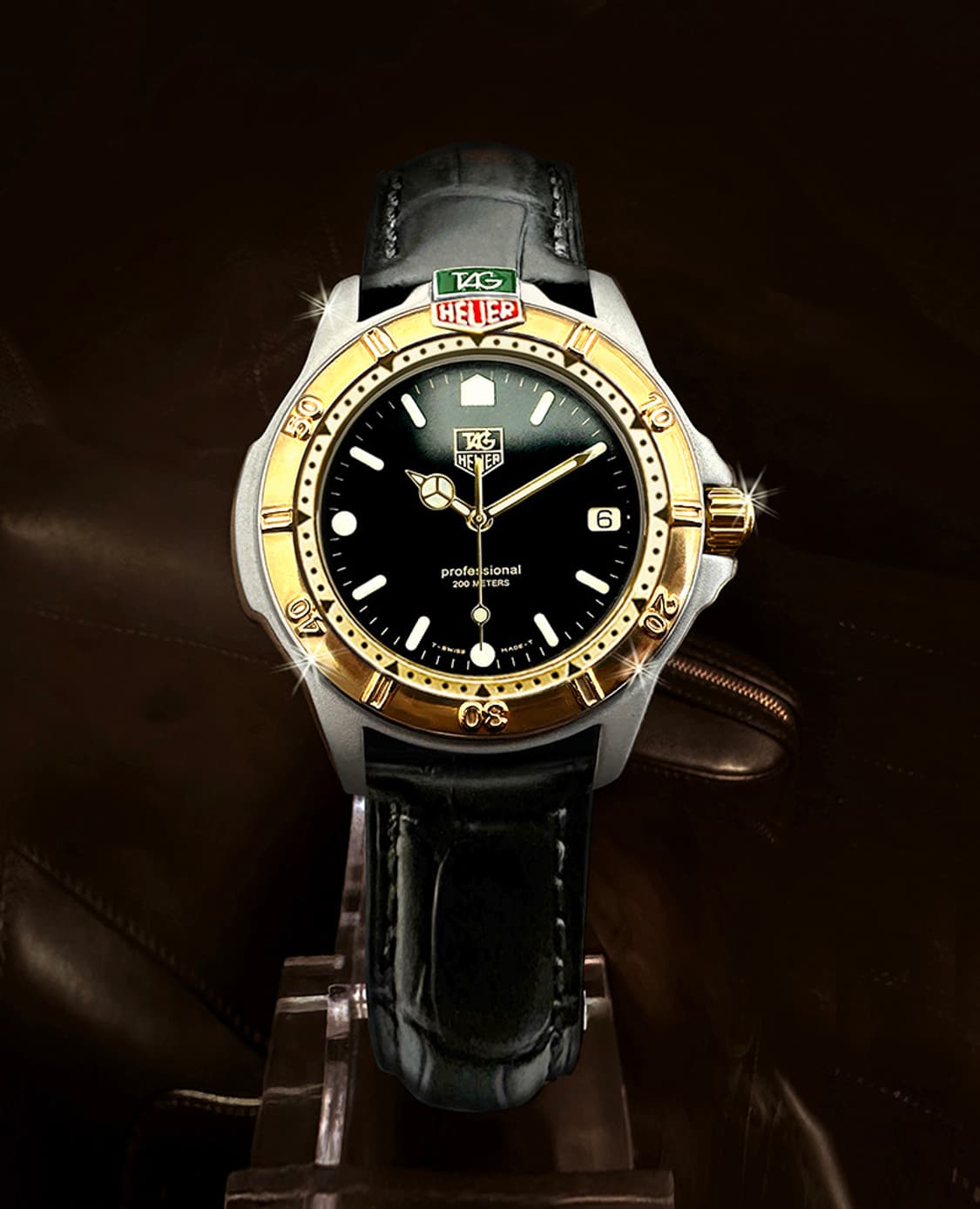 태그호이어 빈티지 프로패셔널 200M  블랙판 남성 콤비 시계 상품이미지2