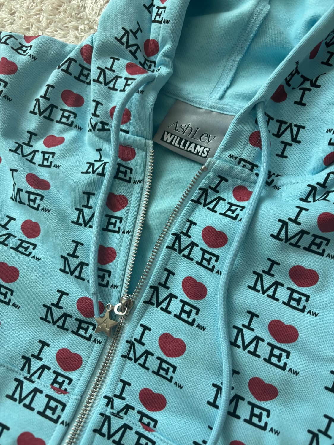 [S] 애슐리 윌리엄스 블루 크롭 후드집업 새상품 상품이미지4