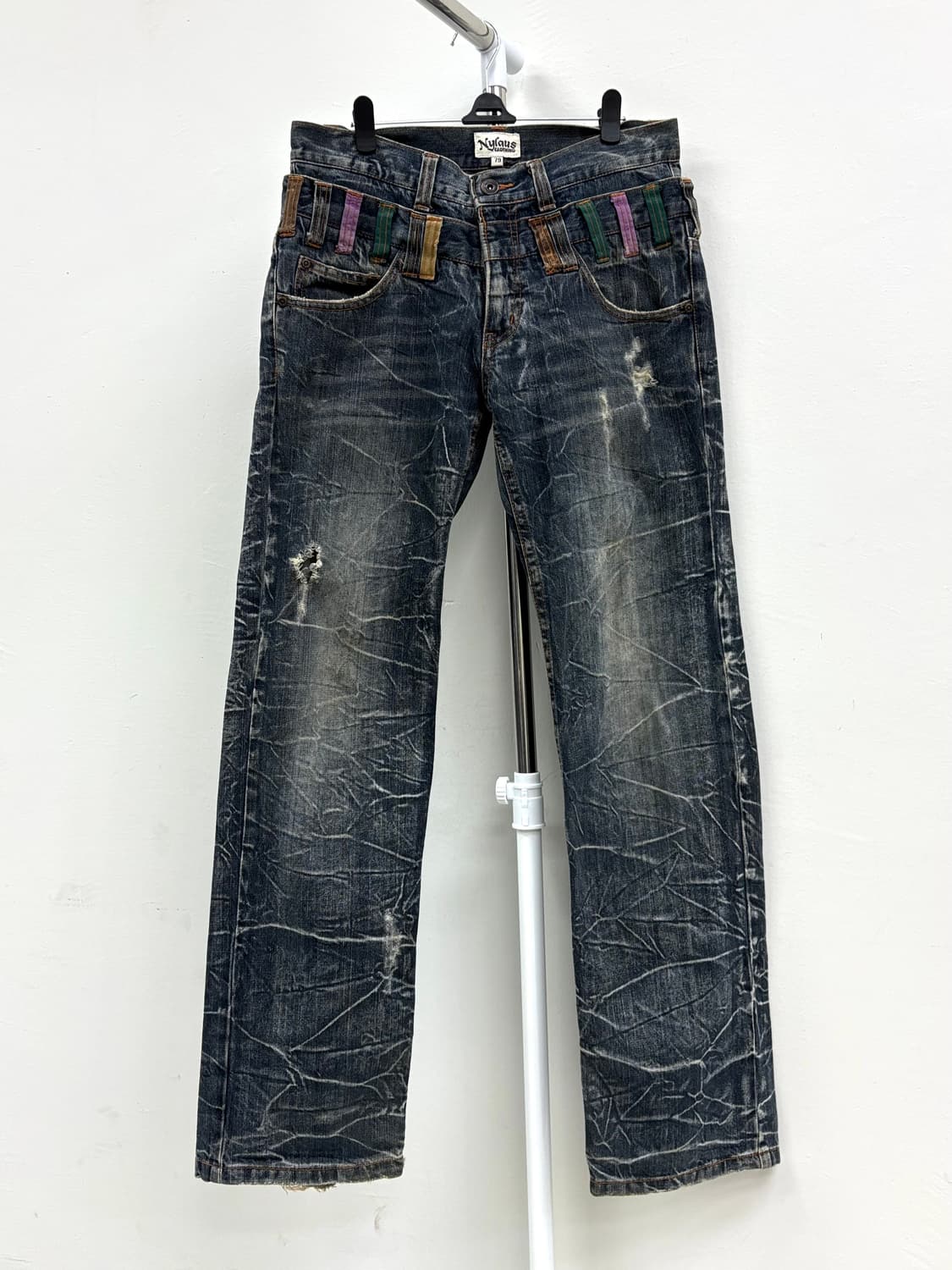 빈티지 Nylaus 더블 웨이스트 데님 팬츠 상품이미지5