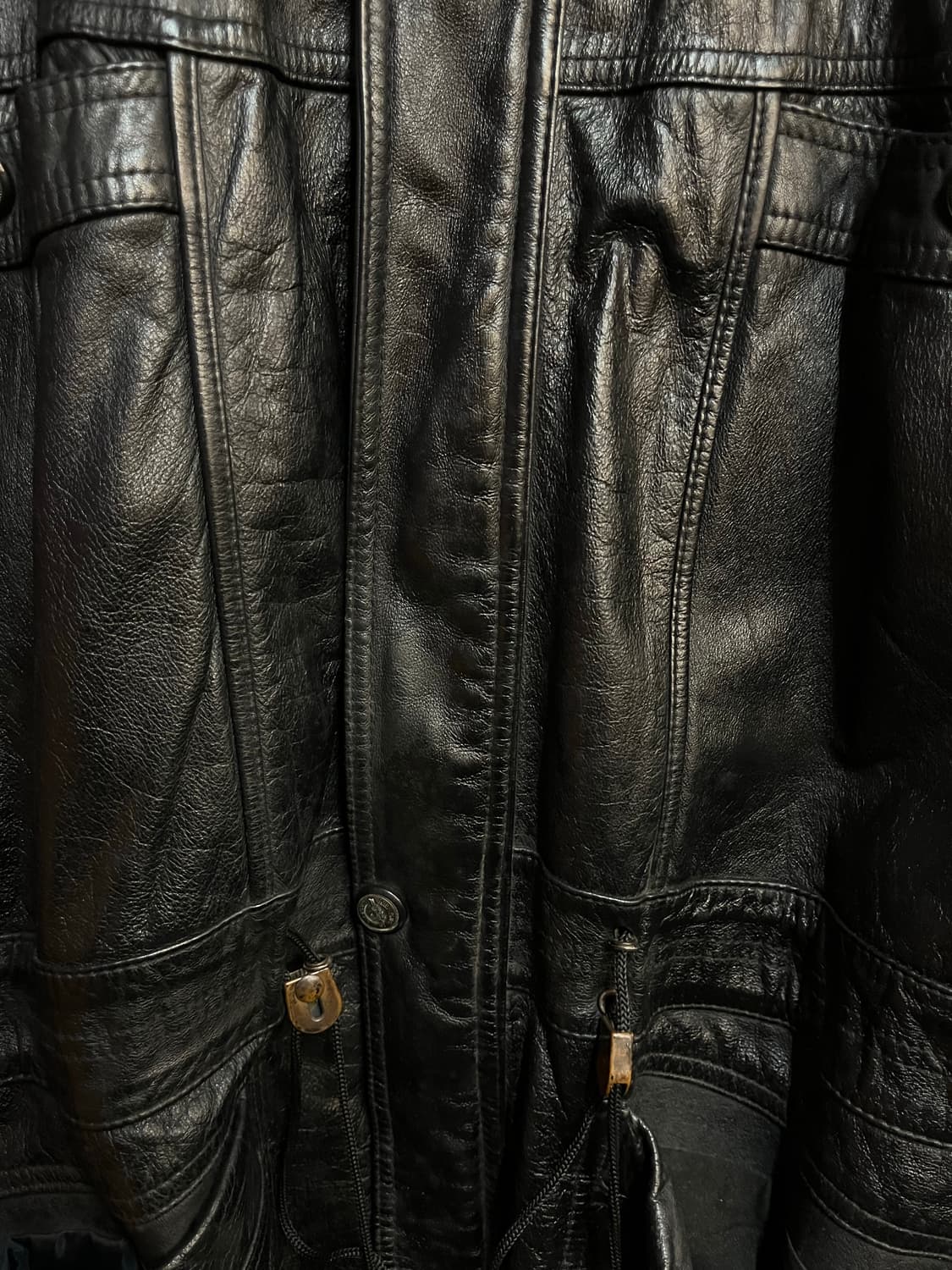 빈티지 오스카나 버튼 레더 자켓 블랙 100 #csz2143 상품이미지5