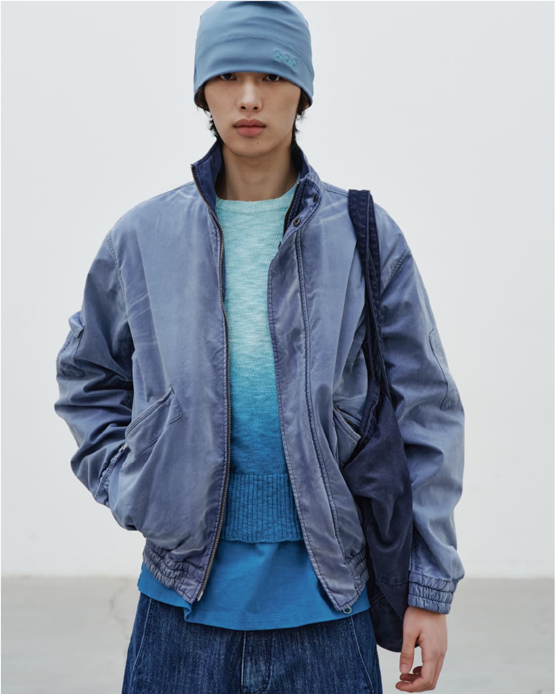 999휴머니티 26ss av 다이드 봄버 자켓 퍼플 차콜 상품이미지1