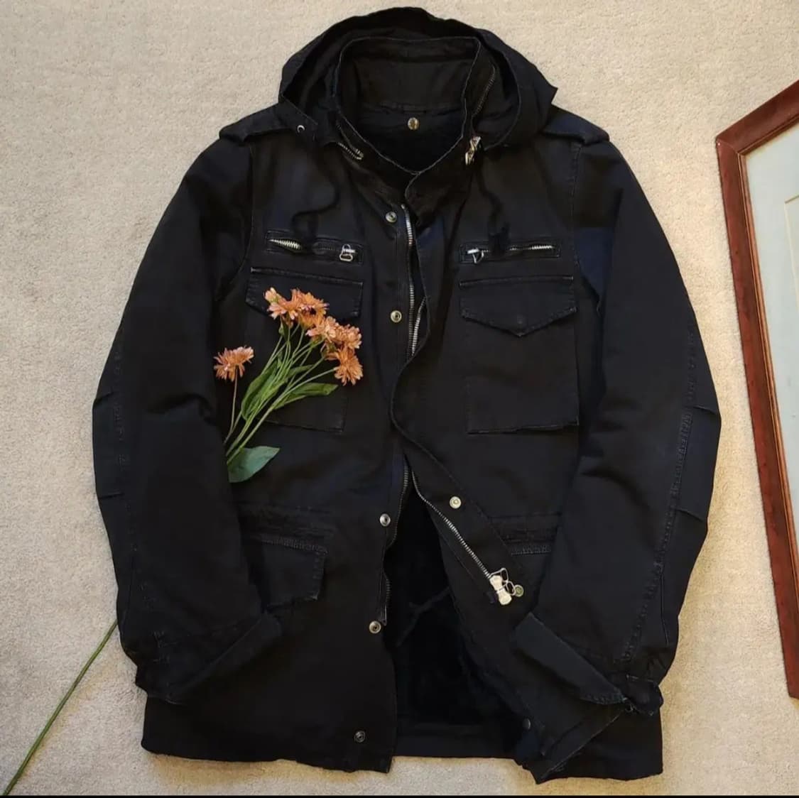 발망 무스탕 밀리터리 필드자켓 블랙 발망 데카르넹 52 상품이미지2