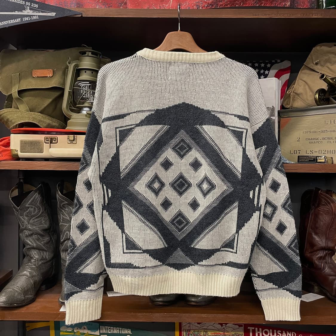 80s TOWNE by 런던 패턴 3D 울 니트 스웨터 상품이미지2