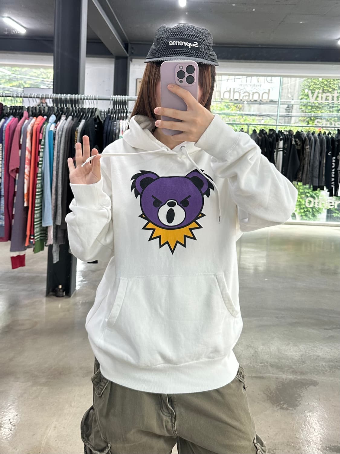 히스테릭글래머 00s 퍽베어 빅로고 후드티 상품이미지1