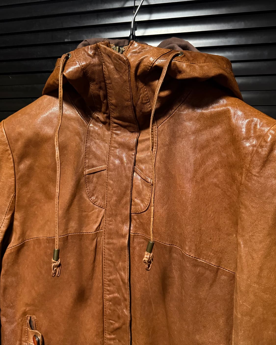 양가죽 후드 야상 브라운 카멜 하이넥 에스닉 웨스턴 갸루 고스펑크 개파카 상품이미지7