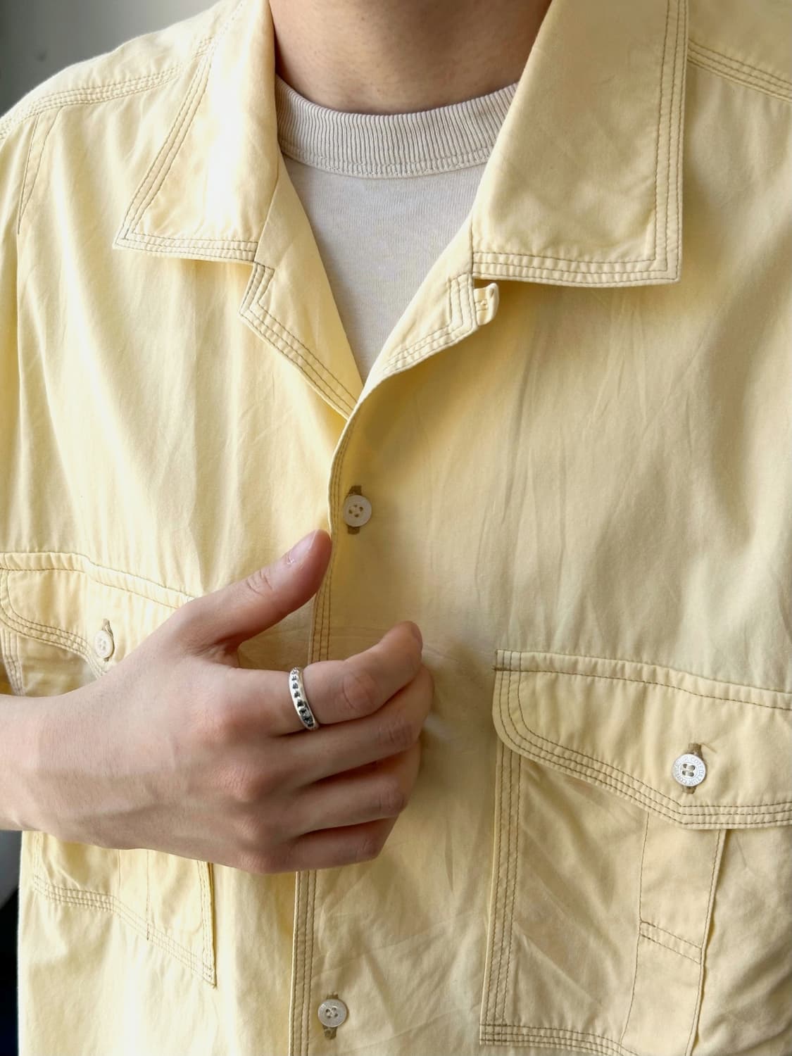 Light cotton design stitch H/S shirt 상품이미지9