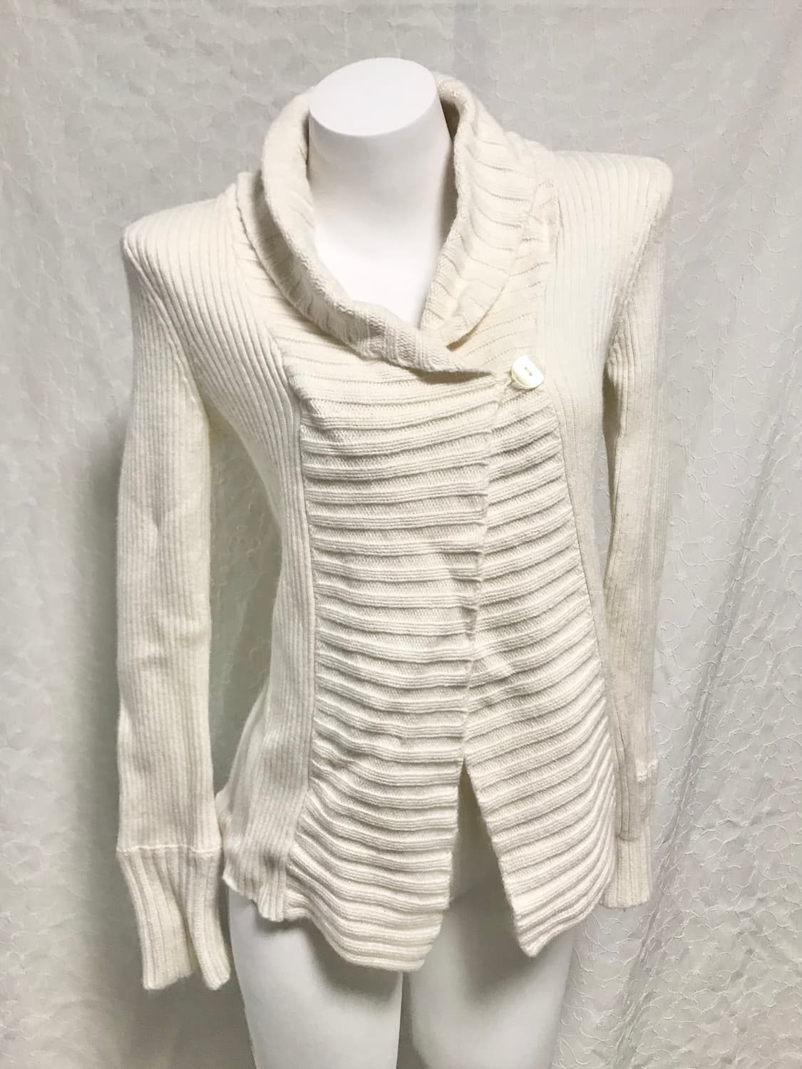 빈티지 니혼진 너드 캘빈클라인 원 버튼 사선 니트 가디건 상품이미지1