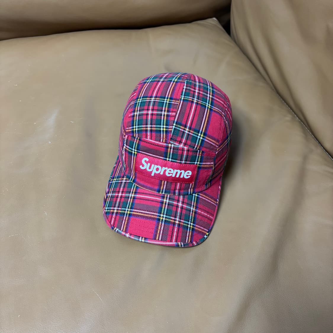 슈프림 캠프캡 모자 박스로고 20fw 타탄 체크 레드 상품이미지1